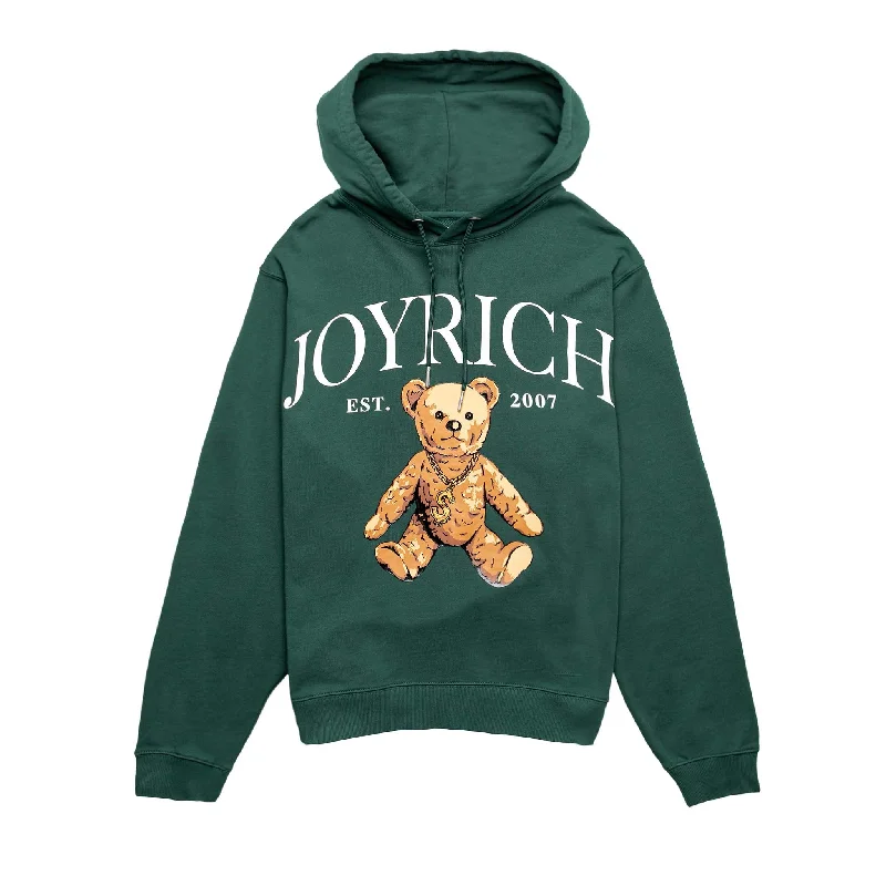 Joyrich EST Teddy Hoodie Hunter Green Hoodie with Raw Hem Edgy Unfinished
