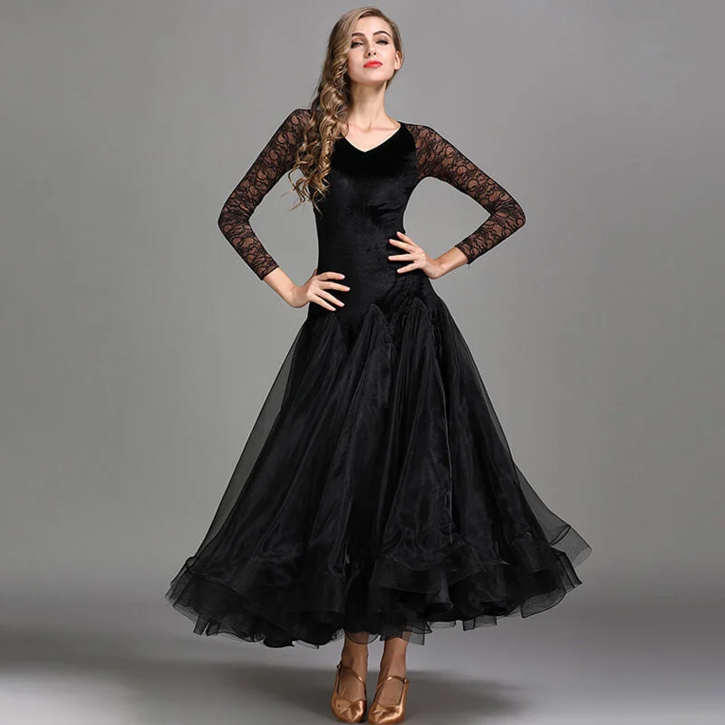 A-Line V Neck Lace Sleeve Dress