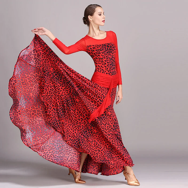 Draped Long Ballroom Dress with Mesh