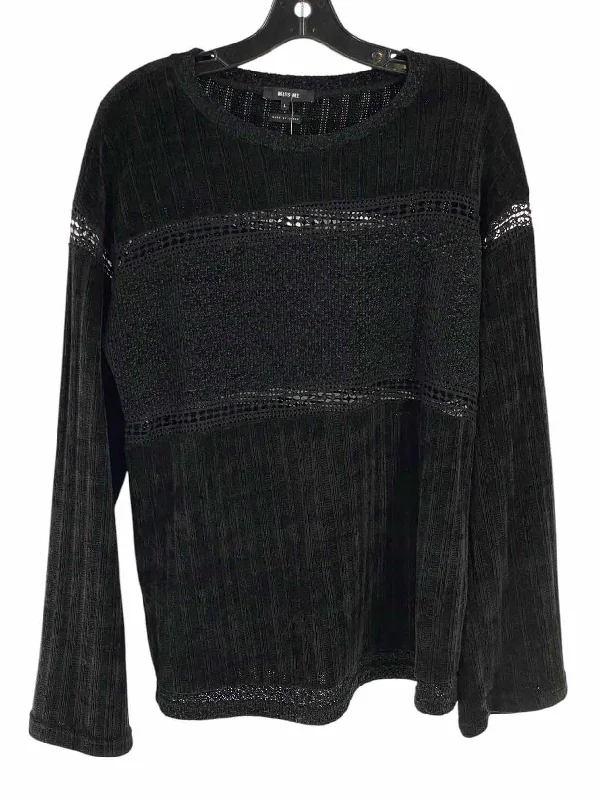 Miss Me Size L Black Sweater Collared Crew Neck Turtle Neck