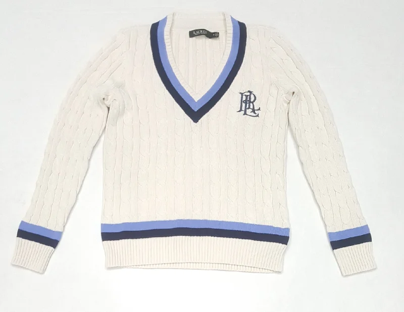 Nwt Polo Ralph Lauren Women's Cable Knit Cricket Sweater Sequined Glittery Shiny