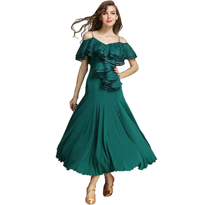 Ball Gown Long Ballroom Dress with Ruffles