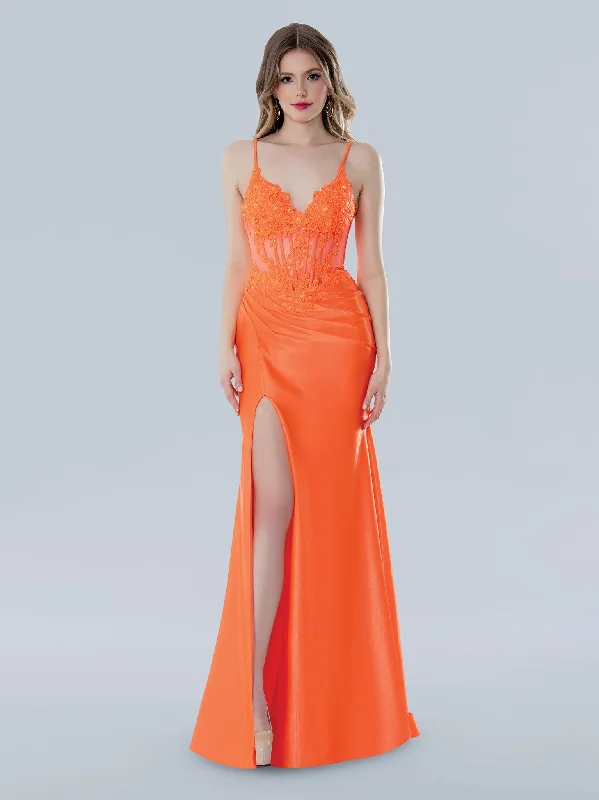 Stella Couture 25133 Prom Long Corset Lace Applique Formal Dress