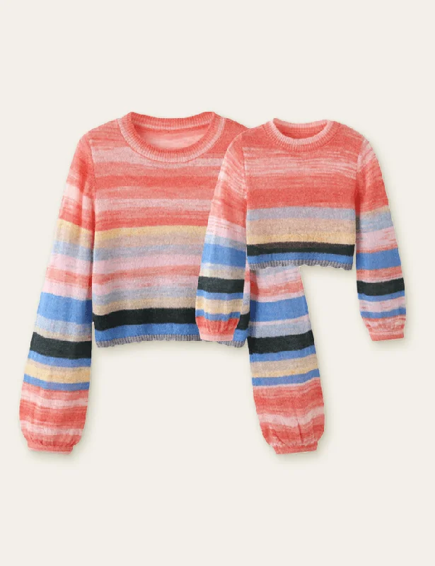Rainbow Long Sleeve Family Matching Sweater Tailored Straight A-Line