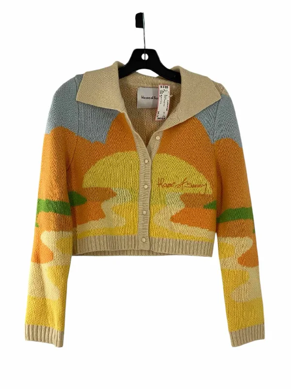 House of Sunny Size 4 Cream Orange Print Sweater Mesh Blend Leather Blend Suede Blend House of Sunny Size 4 Cream Orange Print Sweater Mesh Blend Leather Blend Suede Blend