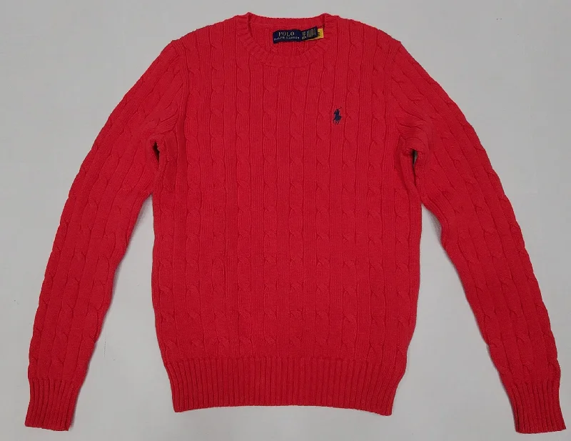 Nwt Polo Ralph Lauren Women's Red Cable Knit Small Pony Cotton Sweater Cable Knit Ribbed Knit Lace Knit Nwt Polo Ralph Lauren Women's Red Cable Knit Small Pony Cotton Sweater Cable Knit Ribbed Knit Lace Knit