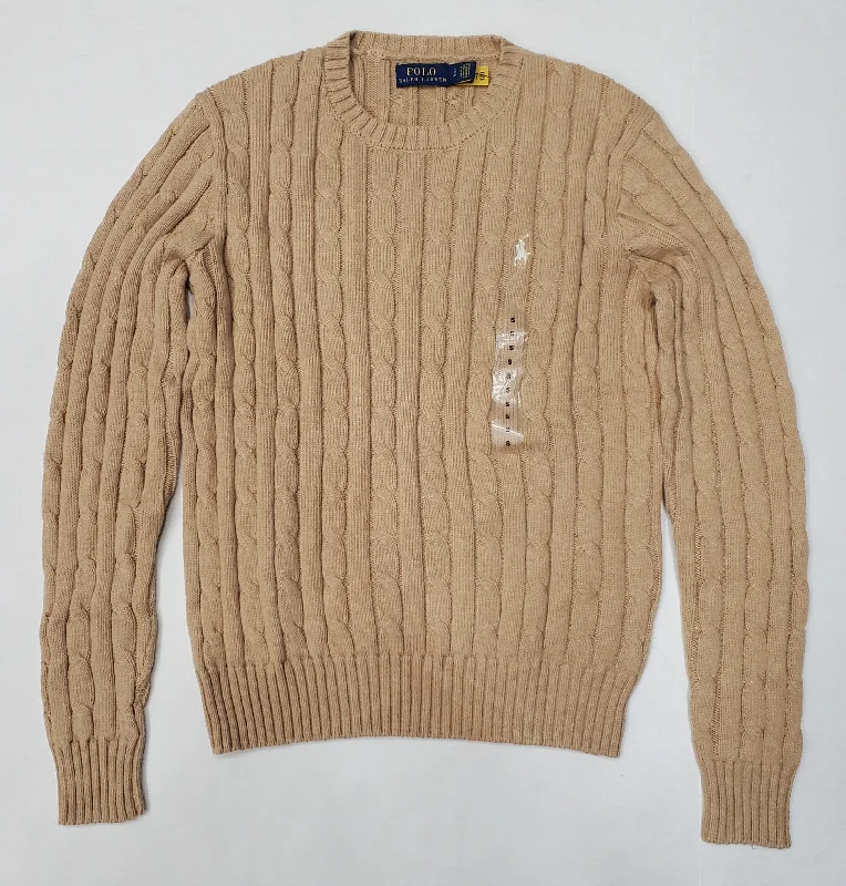 Nwt Polo Ralph Lauren Women's Brown Cable Knit Small Pony Cotton Sweater Machine Wash Dry Clean Hand Wash Nwt Polo Ralph Lauren Women's Brown Cable Knit Small Pony Cotton Sweater Machine Wash Dry Clean Hand Wash