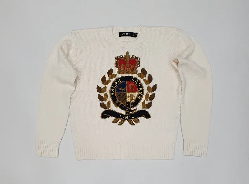 Nwt Polo Ralph Lauren Women's Cream Crest Sweater Oversized Loose Flowy