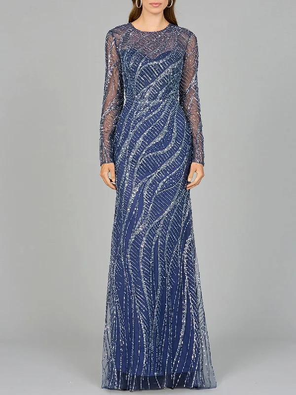 Lara Dresses 29039 Formal Beaded Long Sleeve Evening Dress