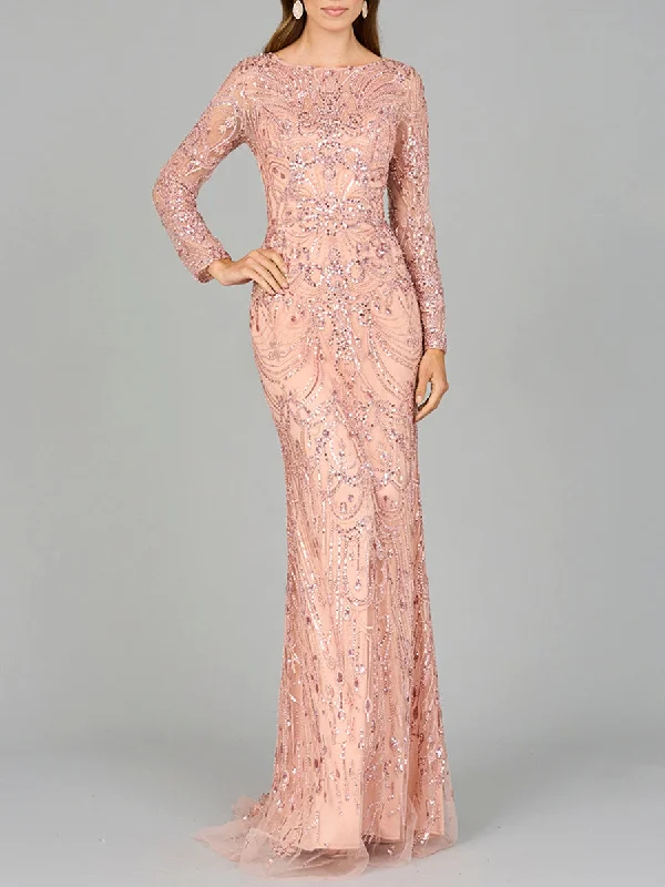Lara Dresses 29050 Long Sleeve Formal Beaded Lace Evening Dress