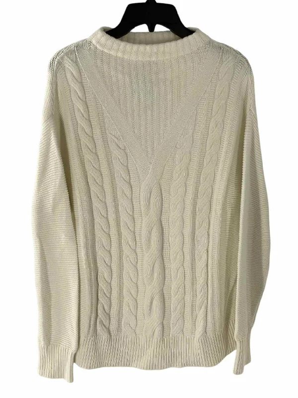 Barbour Size 10 White Cable Knit 100% cotton Sweater Zippered Front Buttoned Front Snap Front Barbour Size 10 White Cable Knit 100% cotton Sweater Zippered Front Buttoned Front Snap Front
