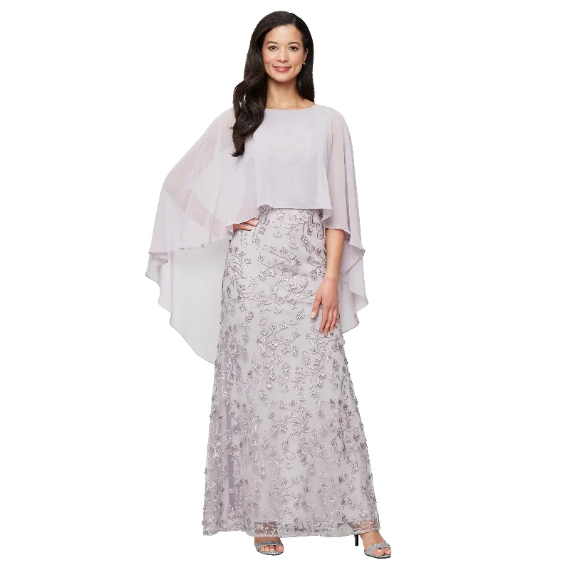 SL Fashions 9120321 Mother of the Bride Long Formal Cape Dress