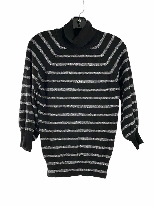 Express Design Studio Size S Black Silver Stripe Sweater Fleece Sweater Nylon Polyester