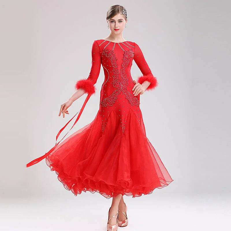 A-Line Crew Neck Ballroom Dress with Mesh