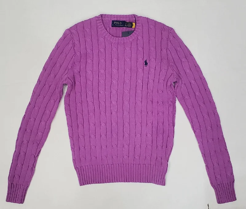 Nwt Polo Ralph Lauren Women's Lt Purple Cable Knit Small Pony Cotton Sweater Open Front Closed Front Wrap Front Nwt Polo Ralph Lauren Women's Lt Purple Cable Knit Small Pony Cotton Sweater Open Front Closed Front Wrap Front