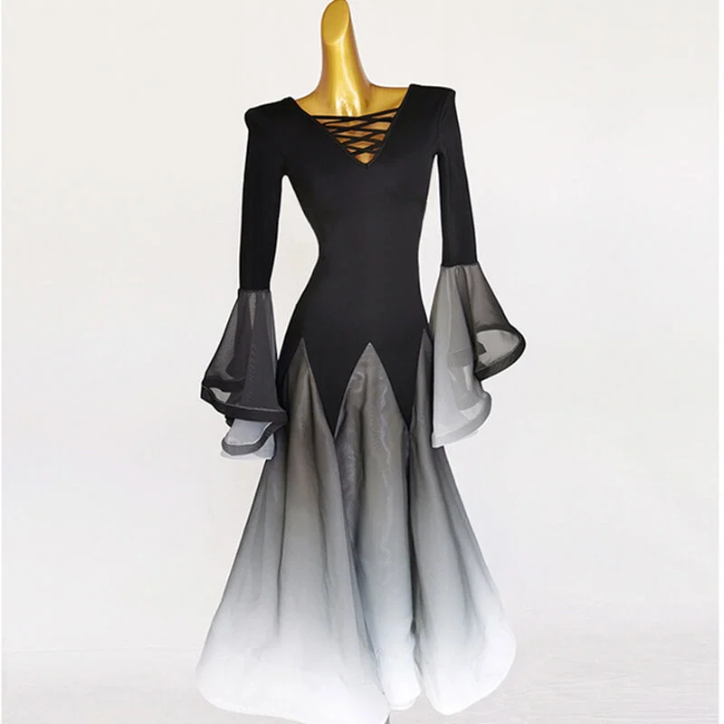 Gradient Batwing Sleeve Ballroom Dress