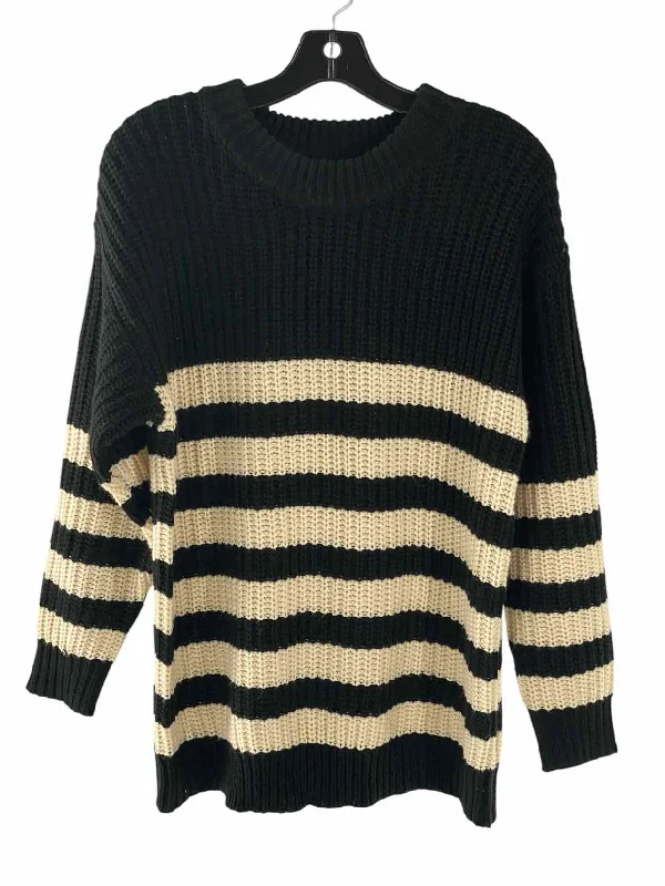 Blugirl Size S Black Cream Stripe Sweater Stretchy Elastic Breathable
