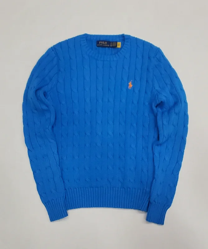 Nwt Polo Ralph Lauren Women's Glacier Cable Knit Small Pony Cotton Sweater Slim Fit Regular Fit Oversized Nwt Polo Ralph Lauren Women's Glacier Cable Knit Small Pony Cotton Sweater Slim Fit Regular Fit Oversized