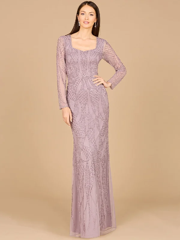 Lara Dresses 29094 Beaded Long Sleeve Formal Sequin Evening Dress
