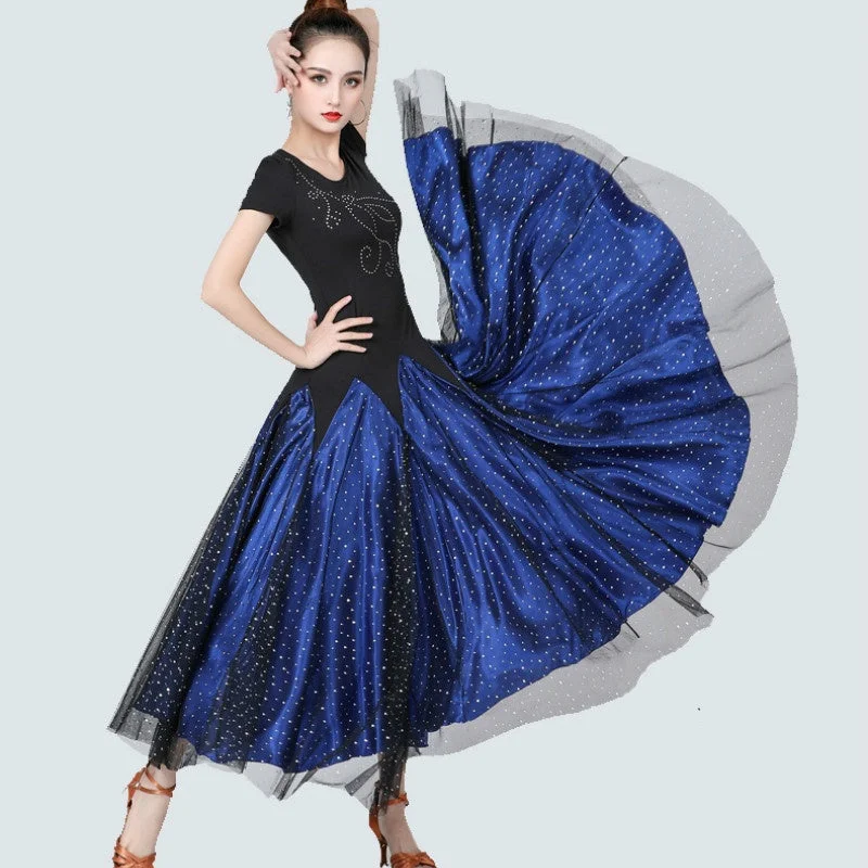 Sequin Swing Mesh Ballroom Dance Dress