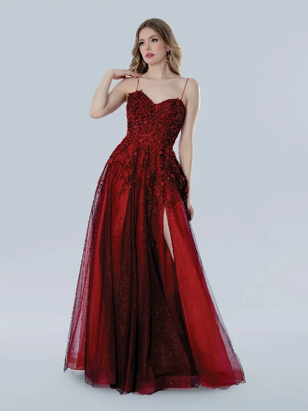 Stella Couture 25109 A Line Long Formal Glitter Lace Prom Dress