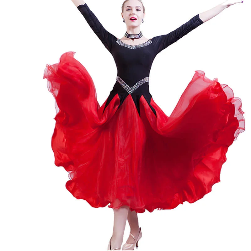 A-Line Maxi Ballroom Dress with Rhinestones