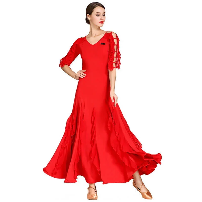 Flared V Neck Half Sleeve Dress