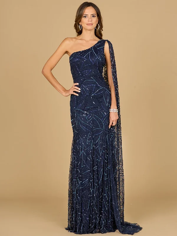 Lara Dresses 29097 Long Mermaid Formal Beded Cape Sleeve Evening Dress