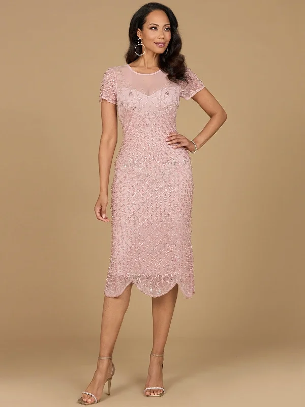 Lara Dresses 28974 Short Beaded Midi Cocktail Dress