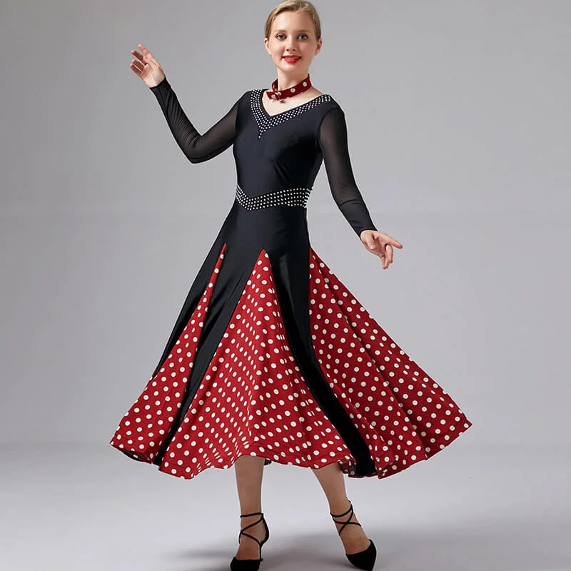 Flared Long Ballroom Dress with Glitter