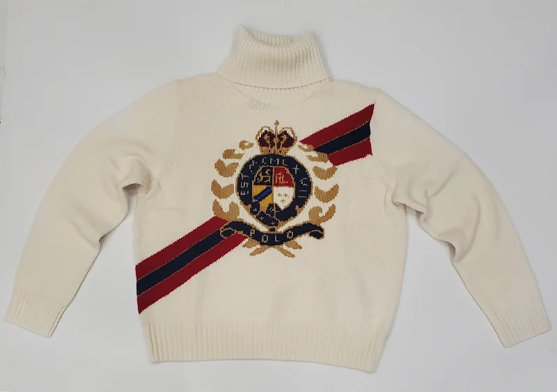 Nwt Polo Ralph Lauren Women's Cream Crest Wool Turtleneck Sweater Layered Multi-layer Single Layer