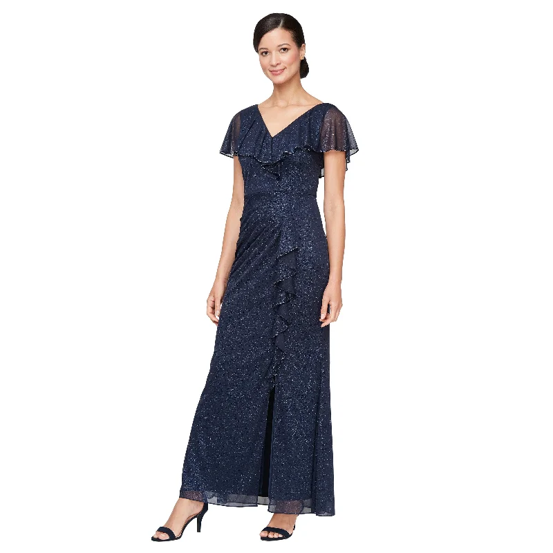 SL Fashions 9133254 Long Formal Capelet Dress