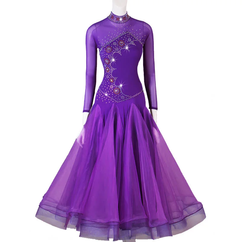 High Neck Jewelled Ballroom Dress with Mesh