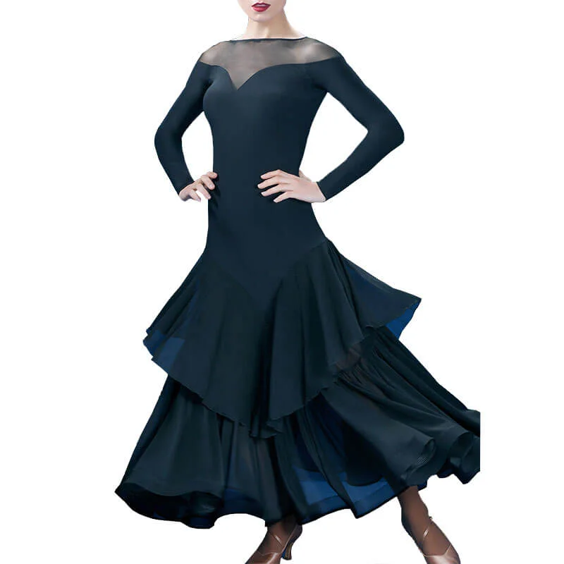 Flared Patchwork Crew Neck Latin Dress