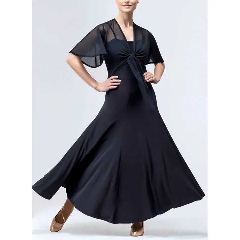 V Neck Butterfly Sleeve Ballroom Dress