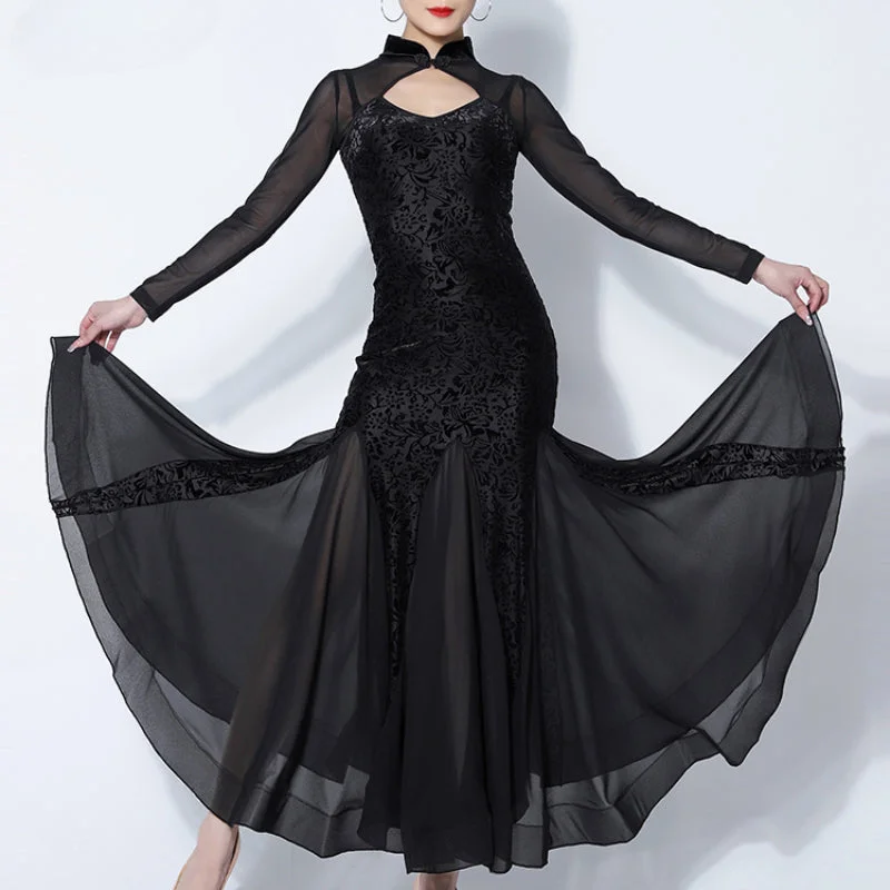 High Neck Mesh Ballroom Dance Dress