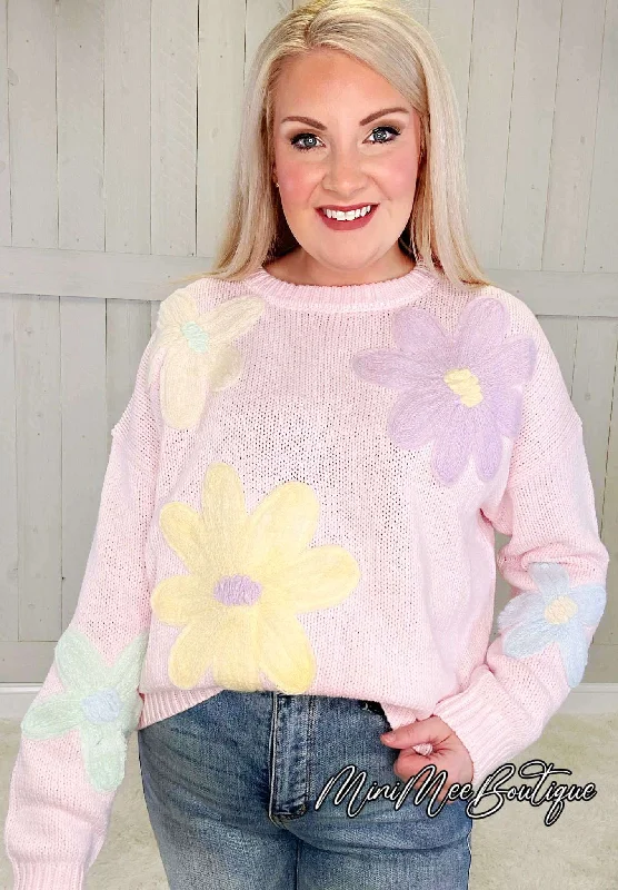 Flower Pink Pastels Sweater Cotton Fabric Linen Fabric Terry Fabric