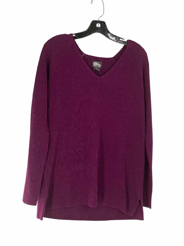 Eddie Bauer Size M Purple Sweater Fleece Sweater Nylon Polyester