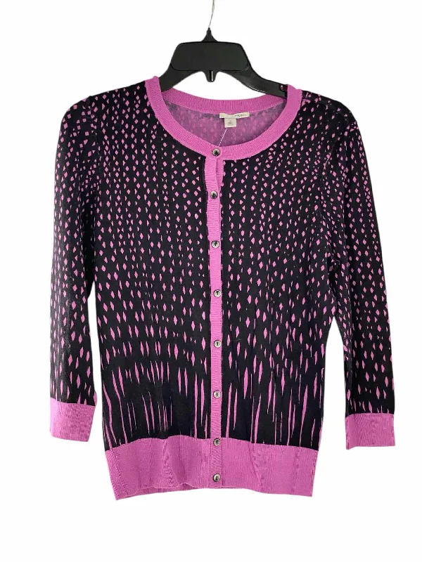 Halogen Size M Purple Black Sweater Solid Print Embellished