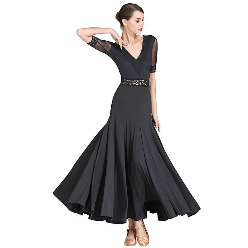 Pleated Maxi Ballroom Dress with Belt