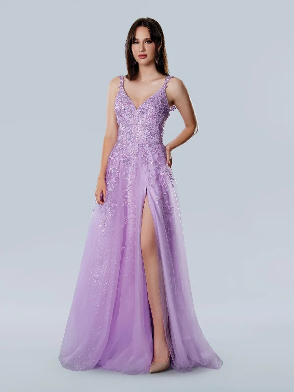 Stella Couture 25118 A Line Glitter Long Formal Lace Prom Dress