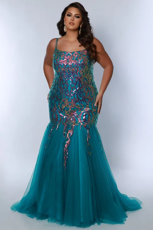 Sydneys Closet TE2409 Prom Plus Size Sequin Long Formal Mermaid Glitter Dress