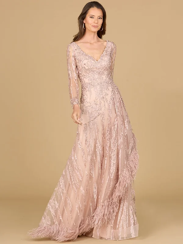Lara Dresses 29133 A Line Long Sleeve Formal Beaded Evening Dress