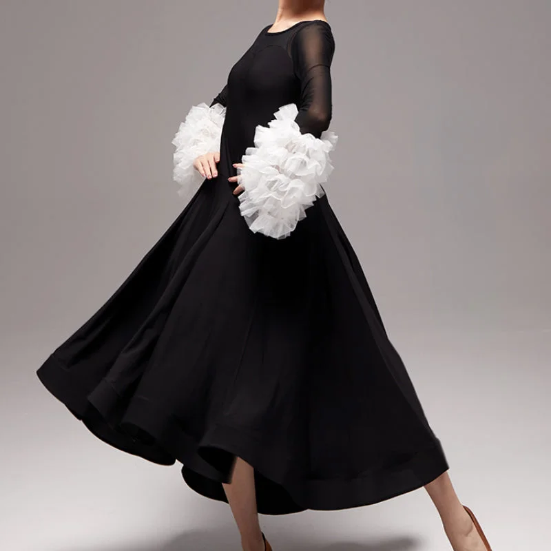 Flower Long Sleeve Ballroom Dance Dress