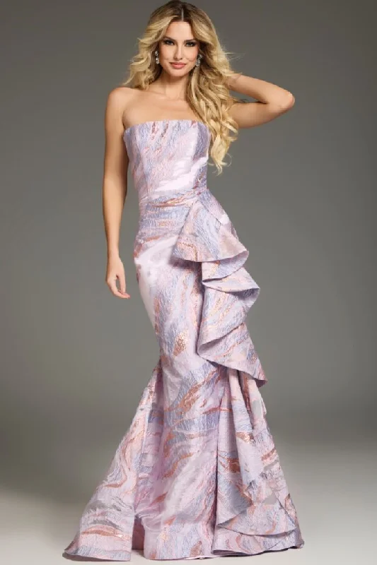 Jovani 31137 Textured Long Ruffle Mermaid Formal Evening Dress
