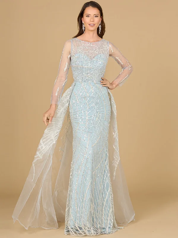 Lara Dresses 29146 Beaded Long Sleeve Formal Overskirt Dress