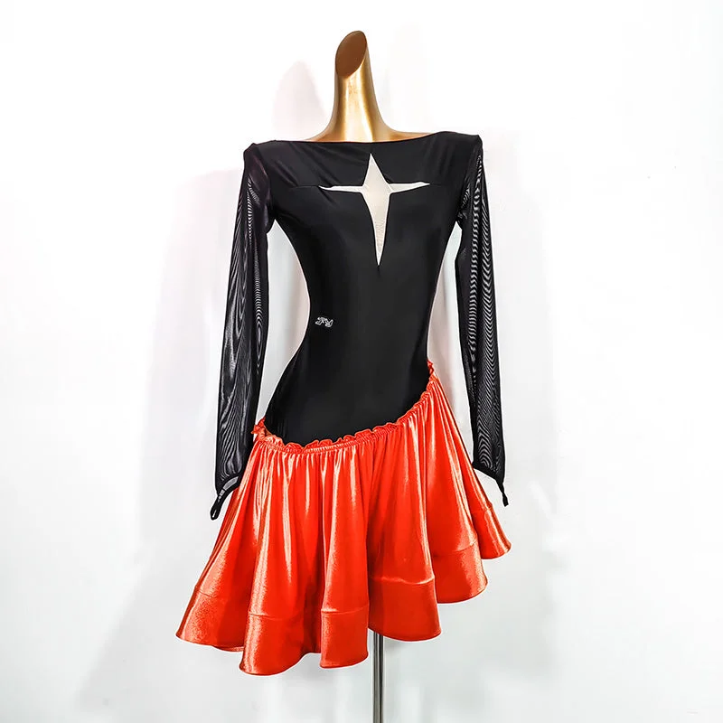 Splicing Orange Latin Dance Dress