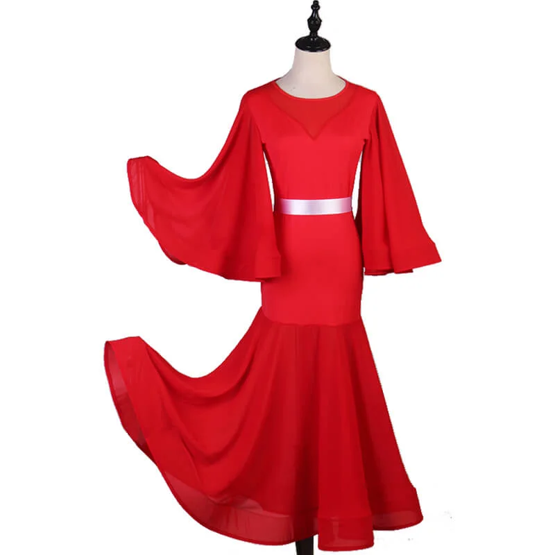 A-Line Crew Neck Puff Sleeve Dress