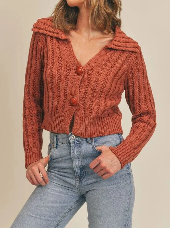 TOASTY COLLARED SWEATER Knit Fabric Woven Fabric Fleece Fabric