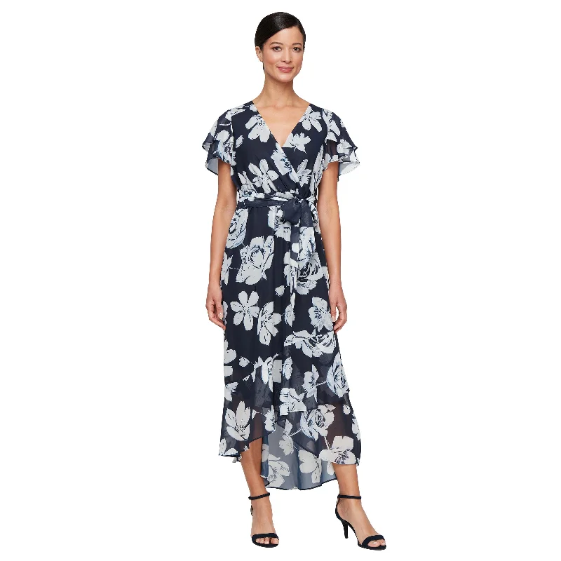 SL Fashions 9172111 Midi Floral Formal Mother of the Bride Dress